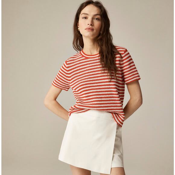 J.Crew Wrap-front Skort Womens 8 Ivory Bi-stretch Cotton Blend Side Zip Pockets - Picture 2 of 10